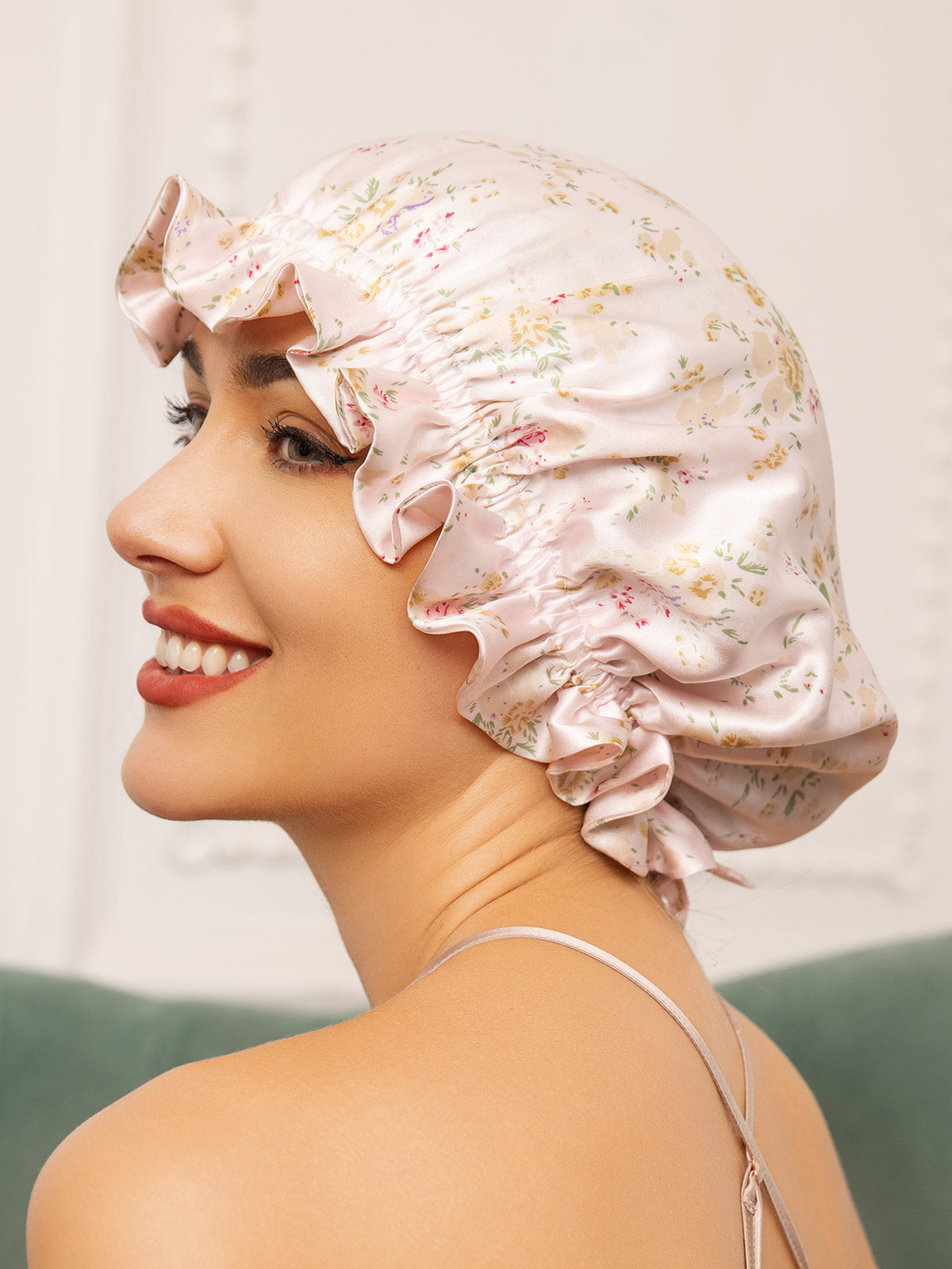 [Floral] SilkSilky Pure Silk Sleep Cap 004