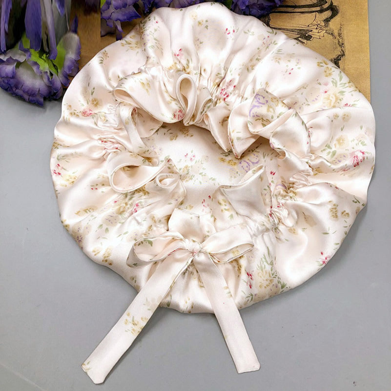 [Floral] SilkSilky Pure Silk Sleep Cap 005