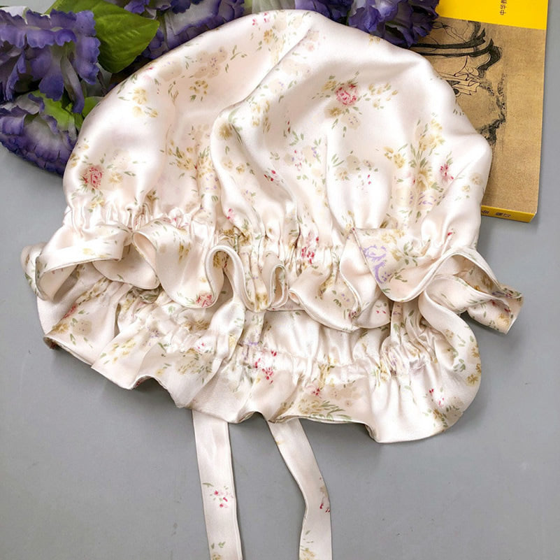 [Floral] SilkSilky Pure Silk Sleep Cap 006