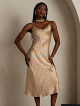 [Floral] SilkSilky Pure Silk Sleeveless Round Neck Dress 009