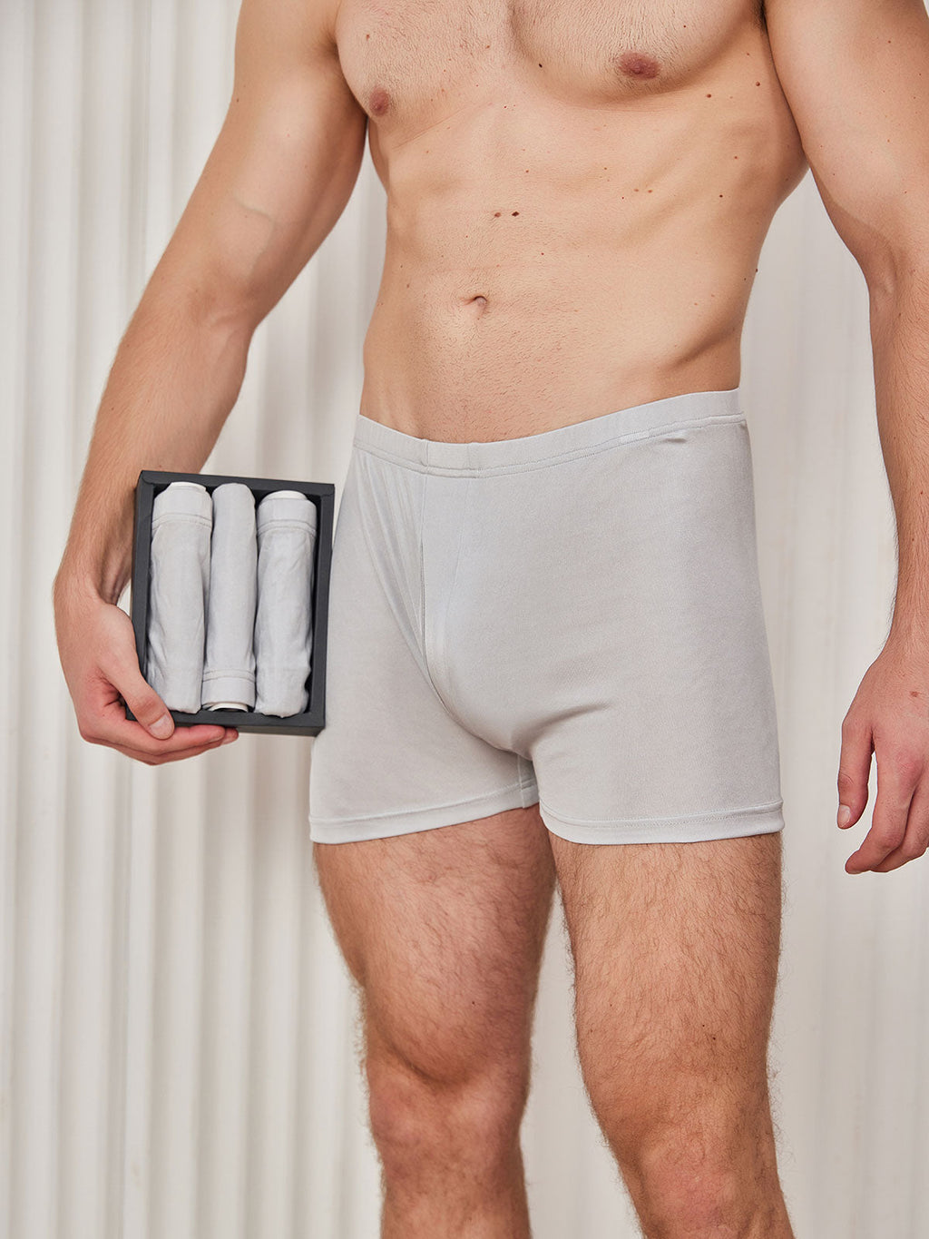 3Pcs Pure Silk Open Front Boxer Briefs