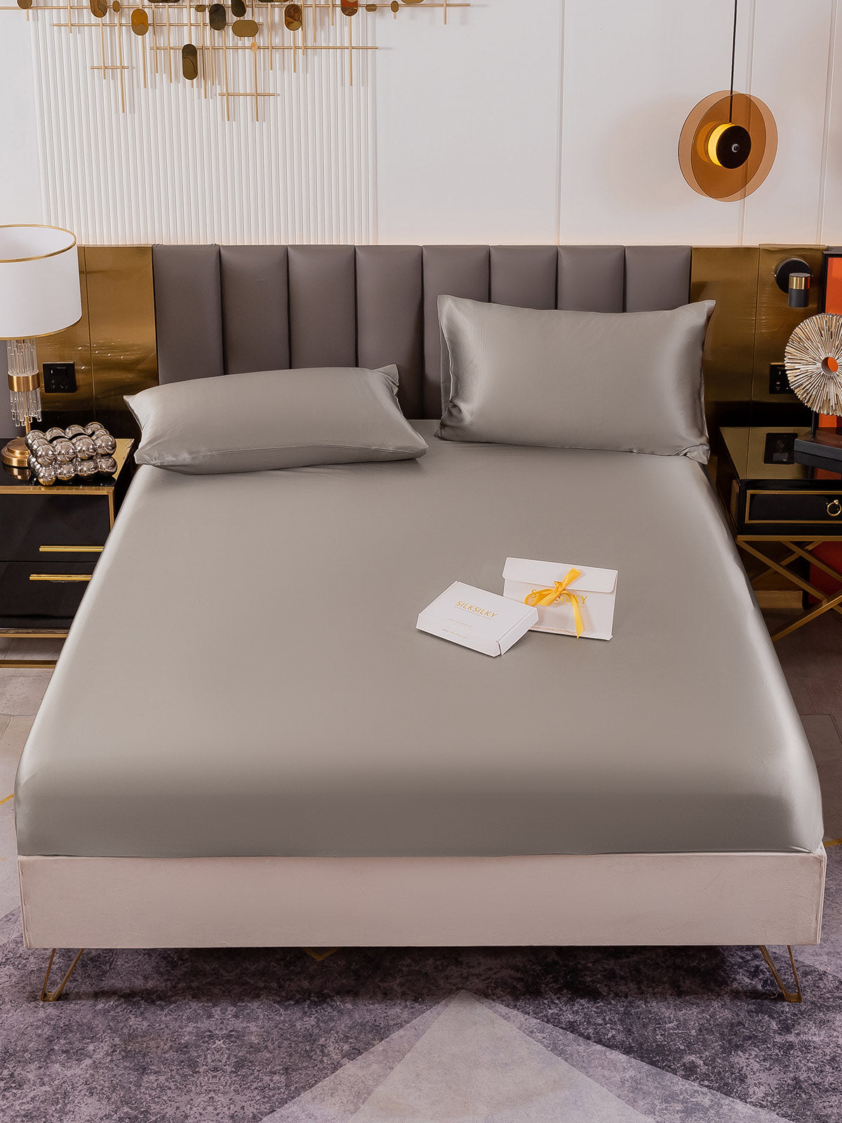 [Gray] SilkSilky 19Momme Pure Silk Bedding Set 002