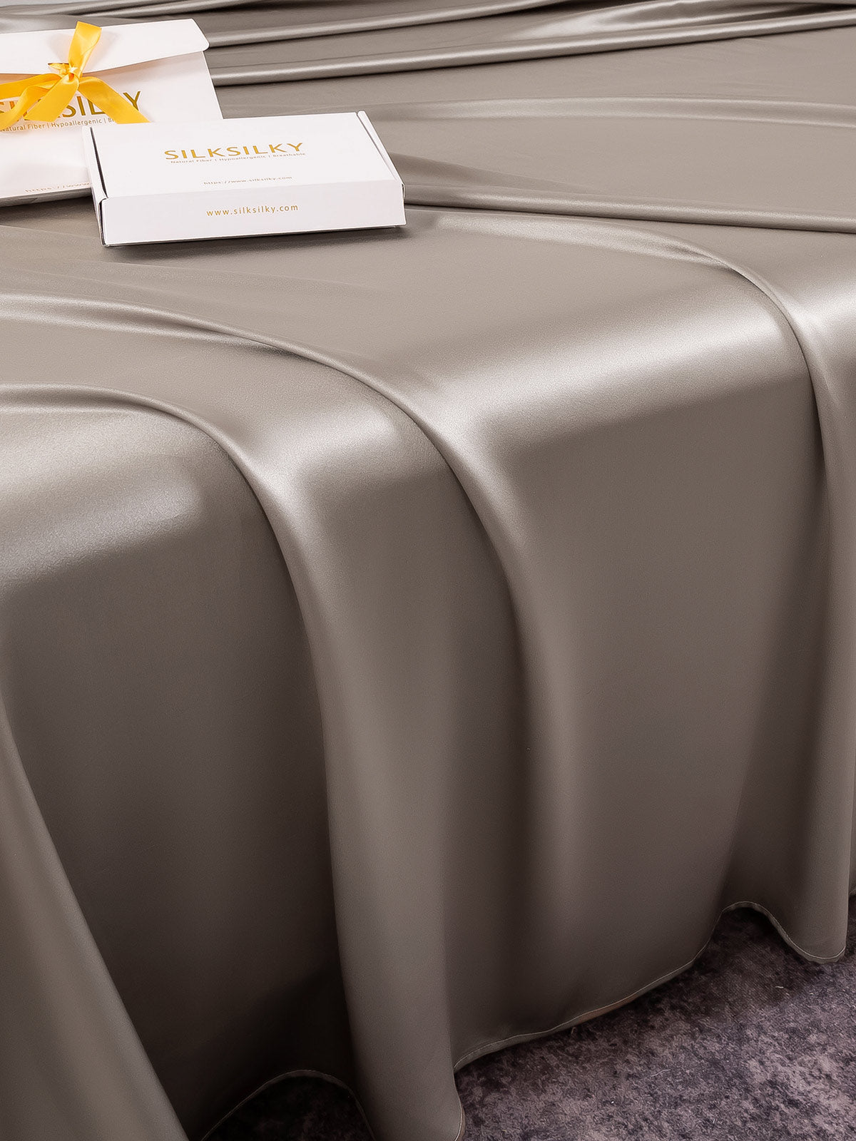 [Gray] SilkSilky 19Momme Pure Silk Bedding Set 004