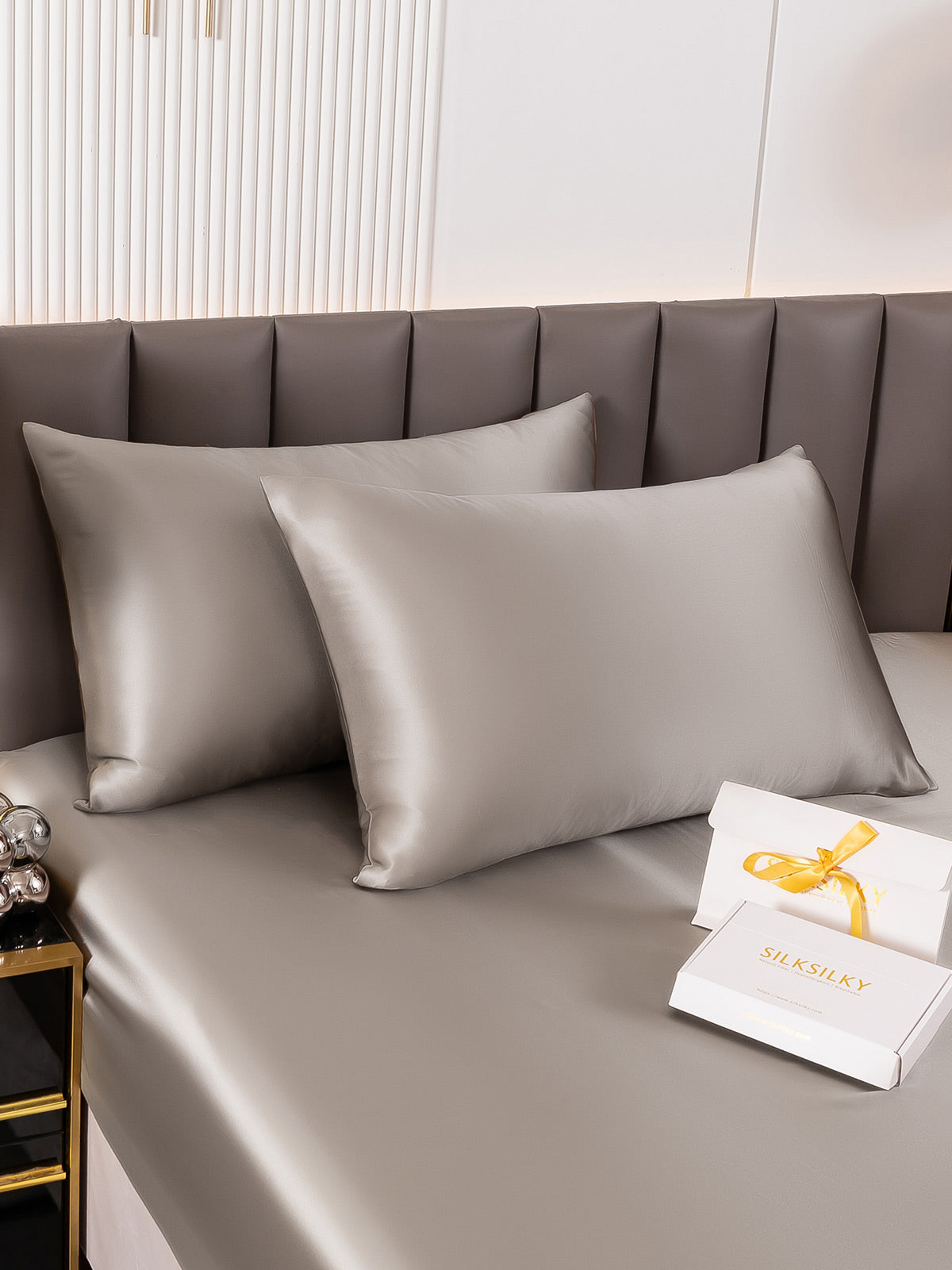 [Gray] SilkSilky 19Momme Pure Silk Pillowcase 001