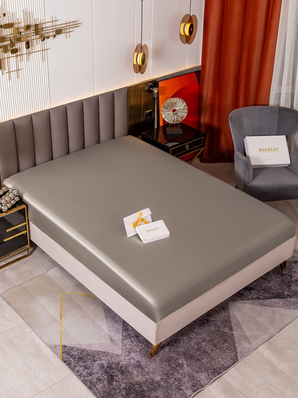 [Gray] SilkSilky 19Momme Pure Silk Sheet 001