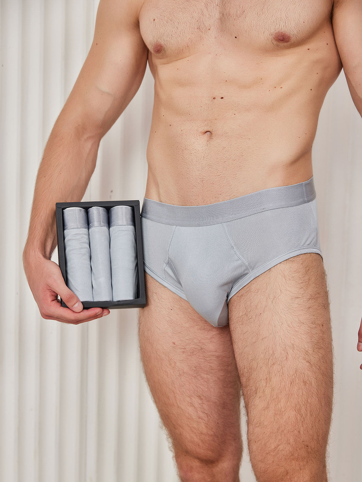 [Gray] SilkSilky Silk Knitted Mens Underwear 001