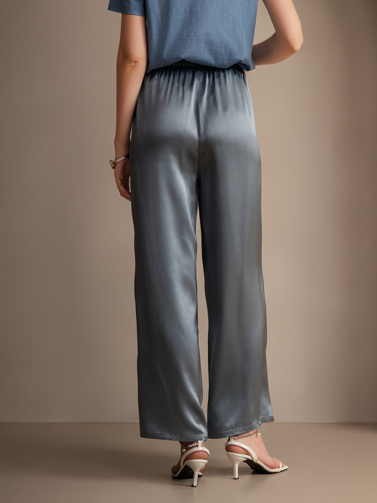 [Grayish Blue] SilkSilky  Pure Silk Womens Pants 002