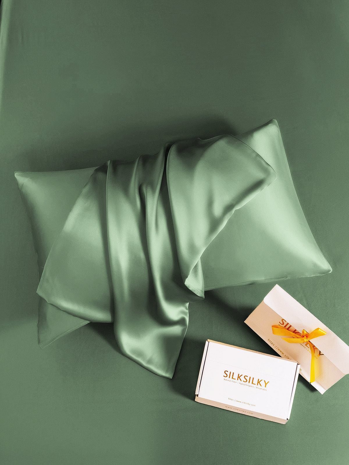 [Grayish Green] SilkSilky 30Momme Pure Silk Pillowcase 004