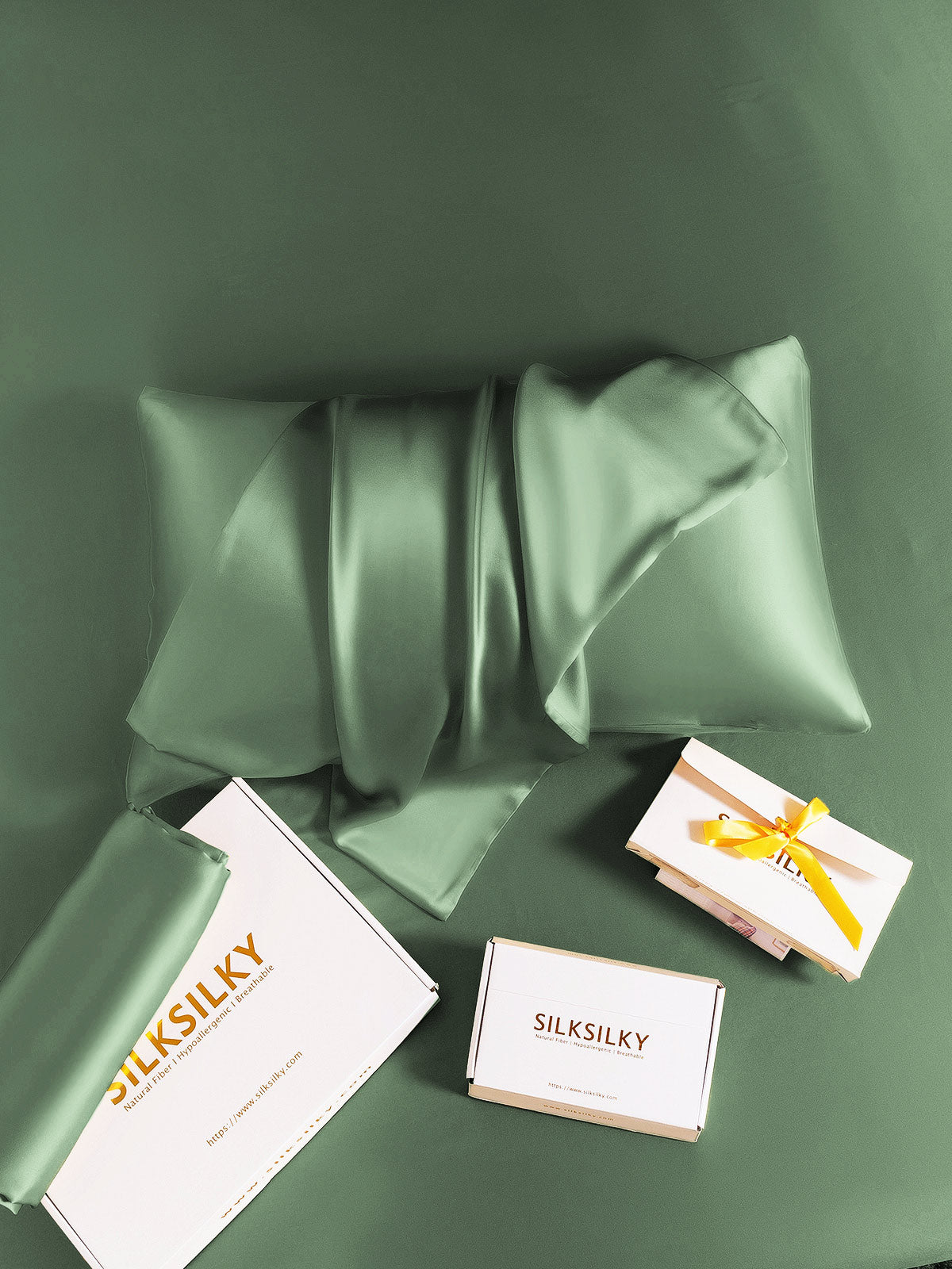 [Grayish Green] SilkSilky 30Momme Pure Silk Pillowcase 005