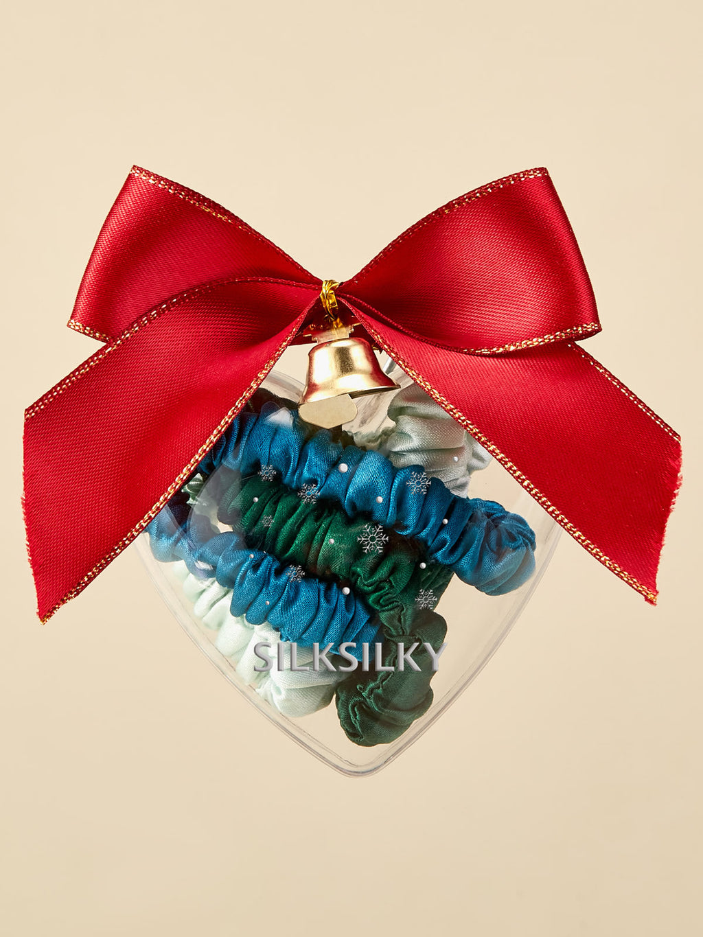 3Pcs 100% Mulberry Silk Holiday Skinny Hair Scrunchie Ornament 1cm