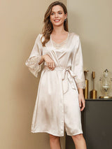 [Ivory] SilkSilky  3/4 Sleeve Women's Robe 001