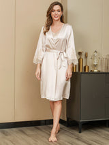 [Ivory] SilkSilky  3/4 Sleeve Women's Robe 004