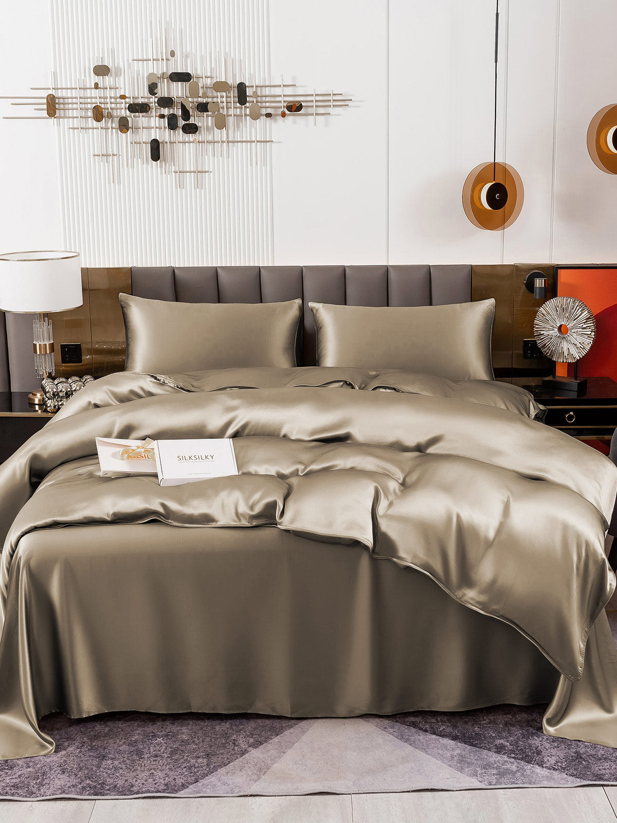 [Khaki] SilkSilky 19Momme Pure Silk Bedding Set 004