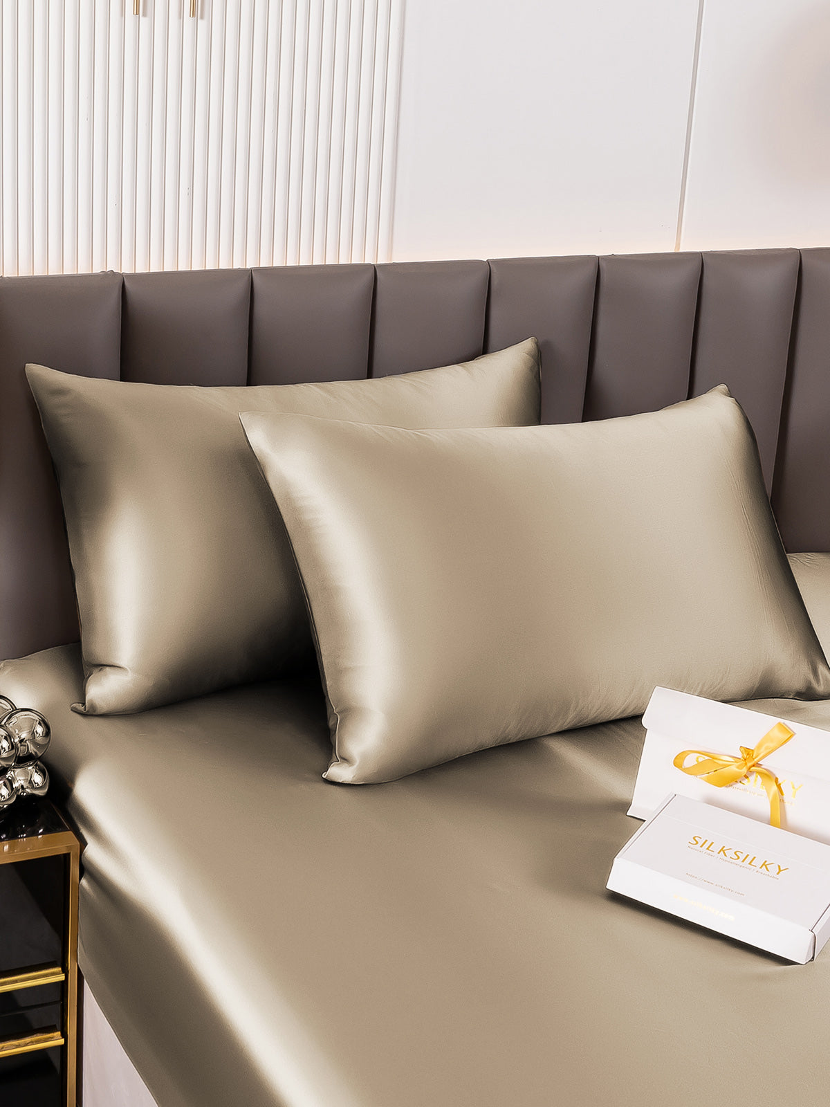[Khaki] SilkSilky 19Momme Pure Silk Pillowcase 001