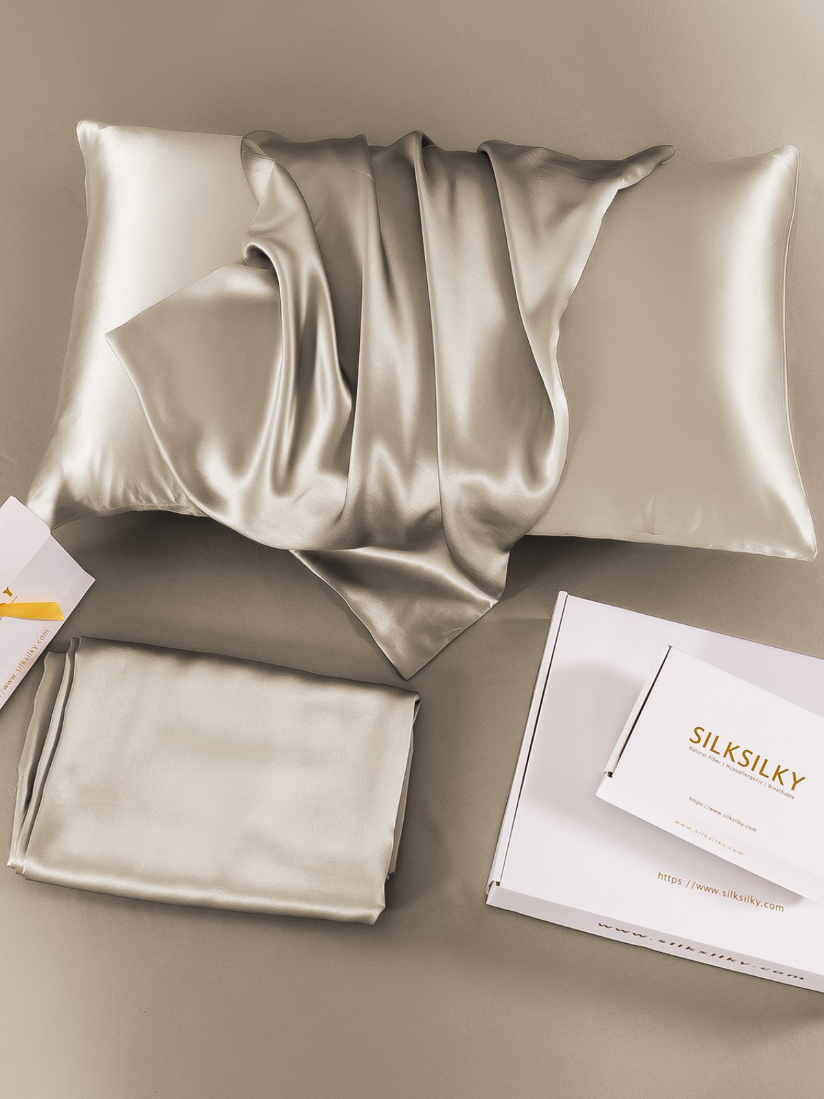 [Khaki] SilkSilky 19Momme Pure Silk Pillowcase 005