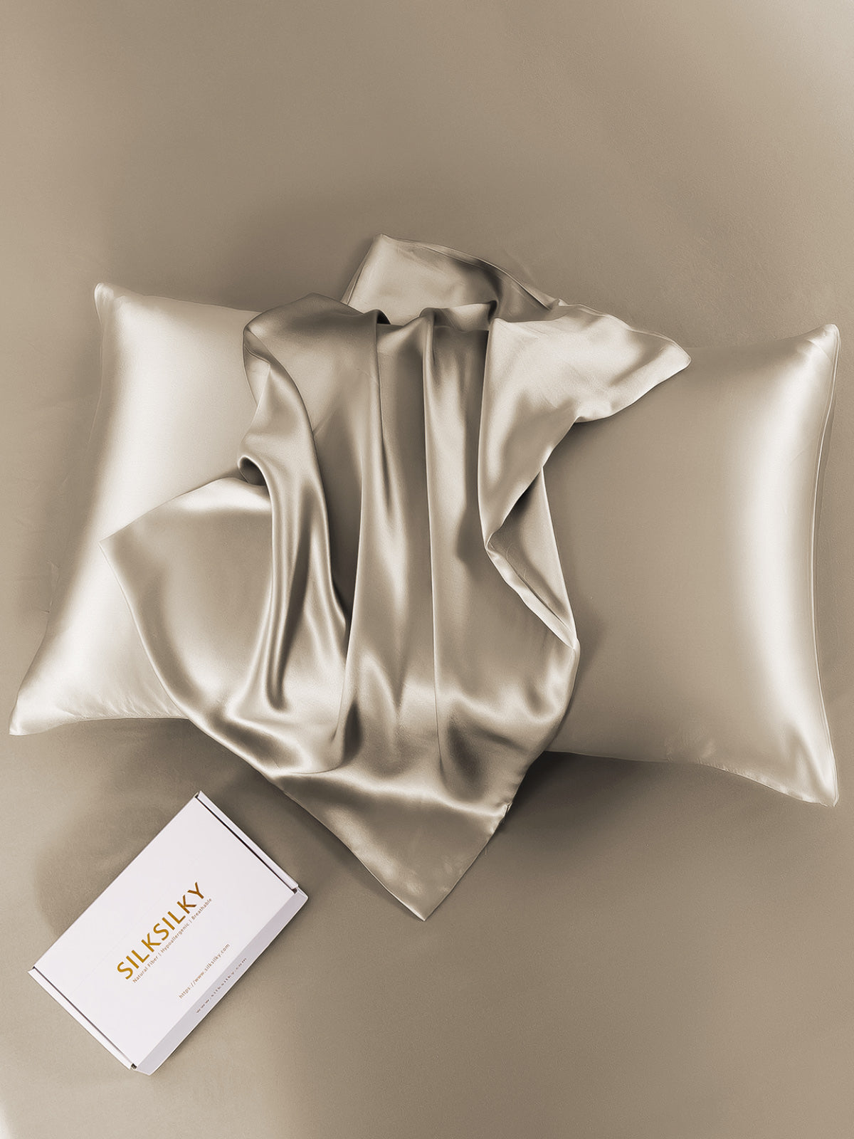 [Khaki] SilkSilky 19Momme Pure Silk Pillowcase 007