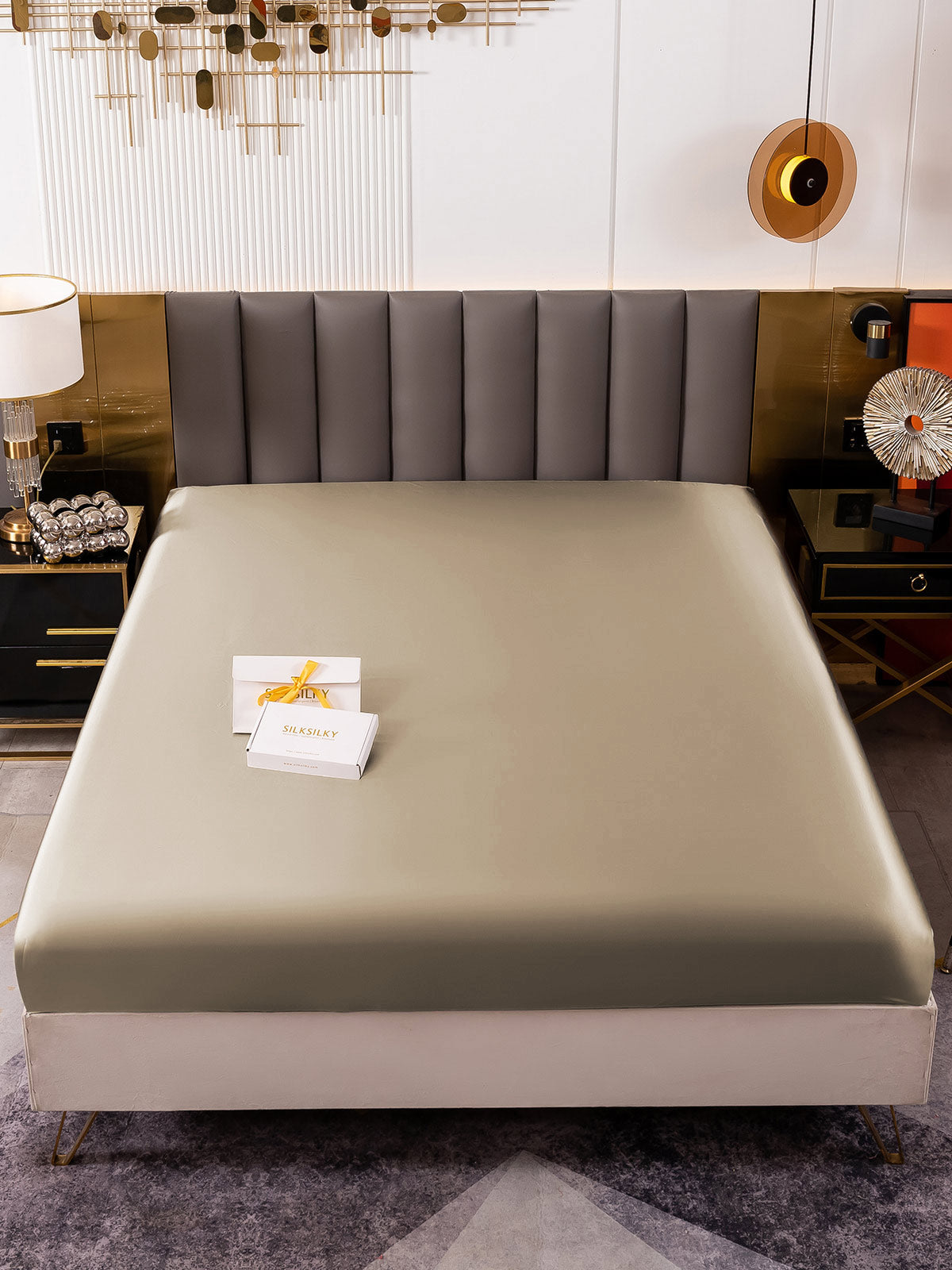 [Khaki] SilkSilky 19Momme Pure Silk Sheet 002