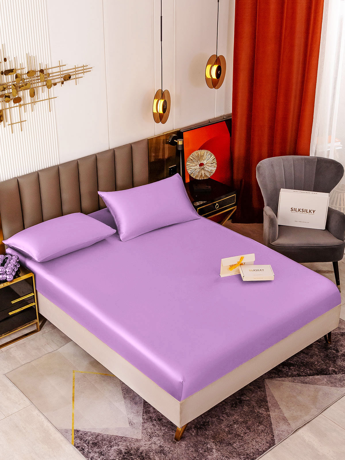 [Lavender] SilkSilky 19Momme Pure Silk Bedding Set 001