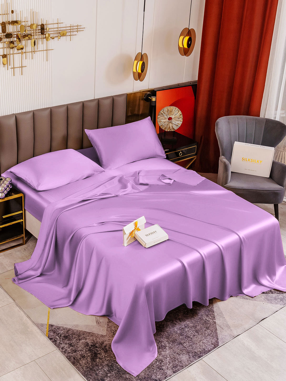 [Lavender] SilkSilky 19Momme Pure Silk Bedding Set 001