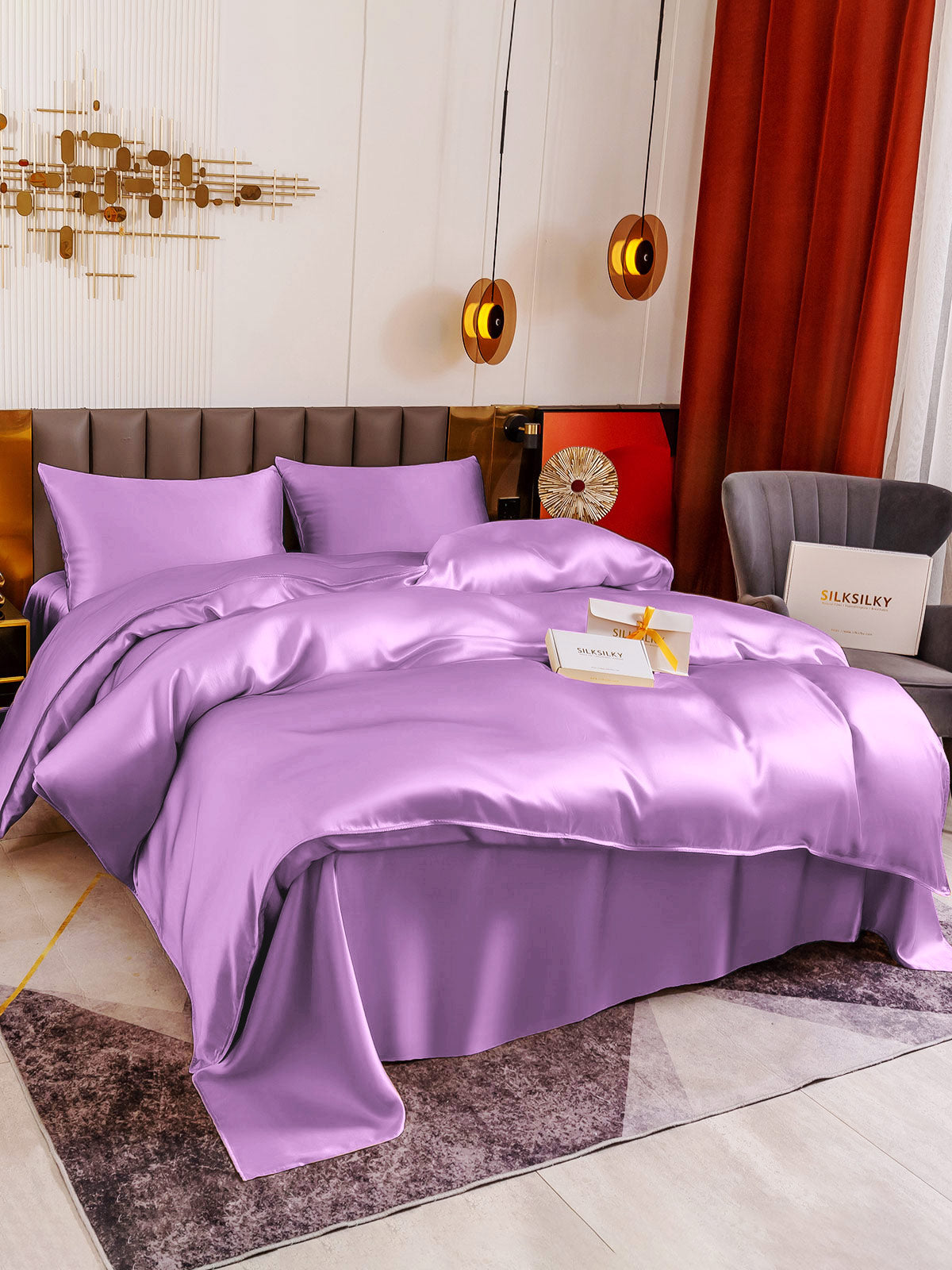 [Lavender] SilkSilky 19Momme Pure Silk Bedding Set 004