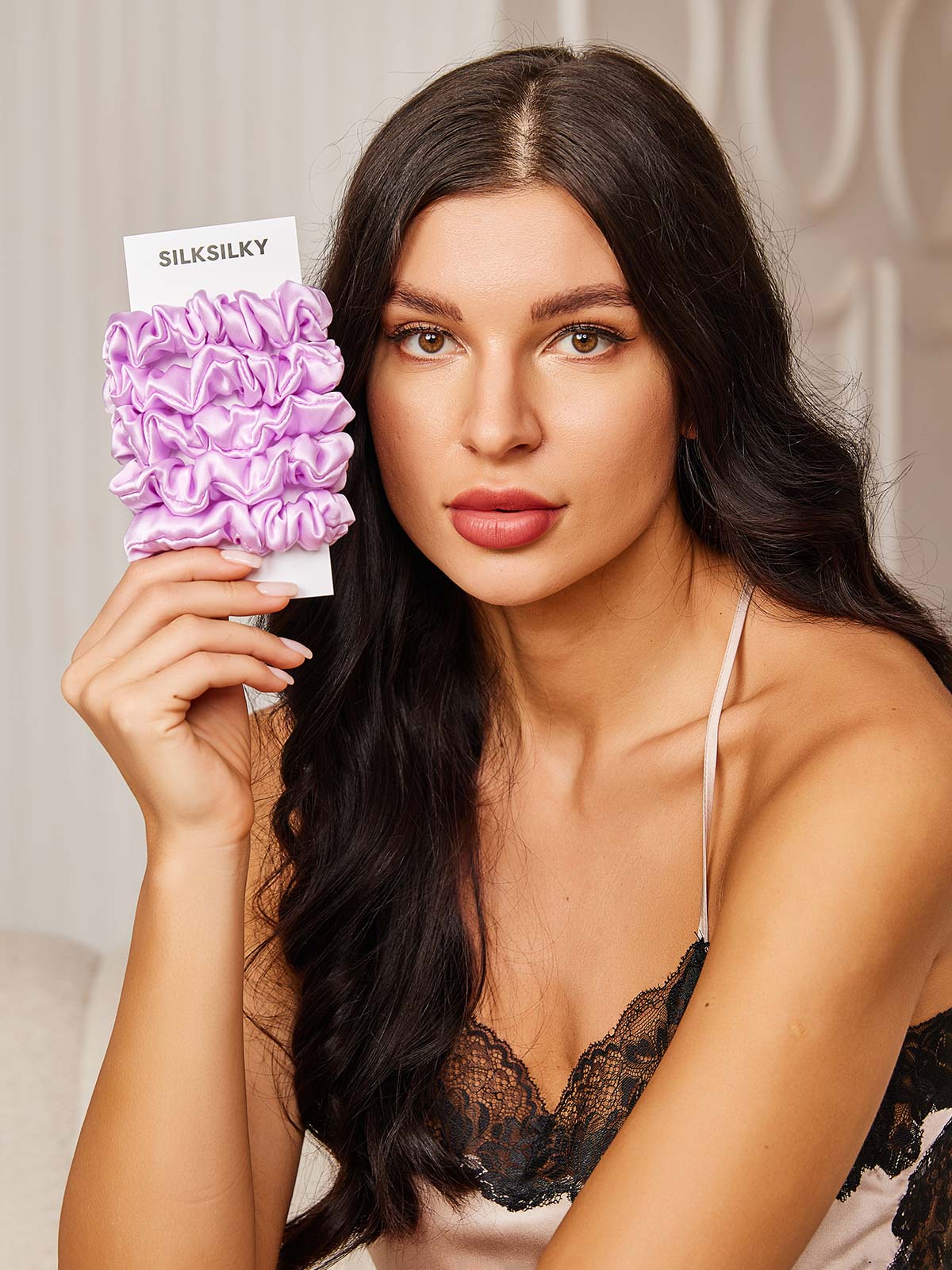[Lavender] SilkSilky 19Momme Pure Silk Scrunchie 001