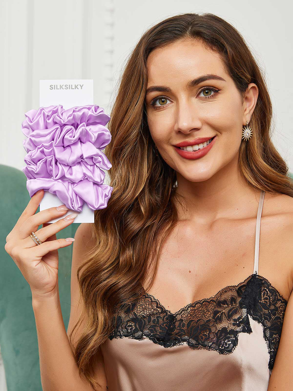 [Lavender] SilkSilky 19Momme Pure Silk Scrunchie 002
