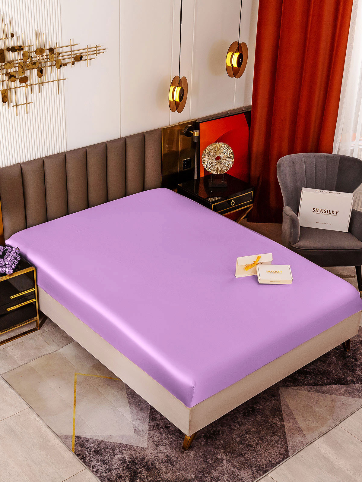 [Lavender] SilkSilky 19Momme Pure Silk Sheet 001