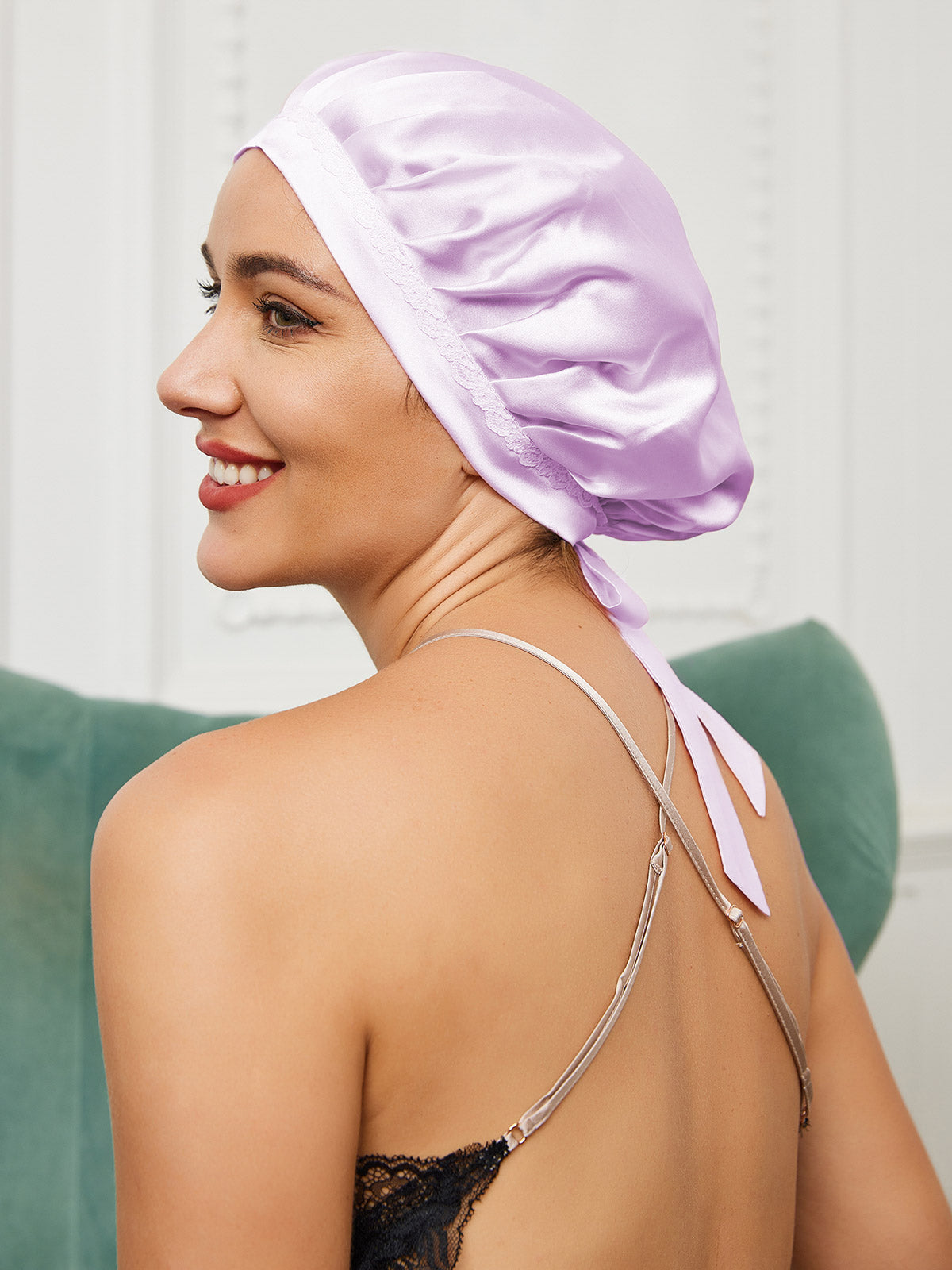 [Lavender] SilkSilky Pure Silk Sleep Cap 001