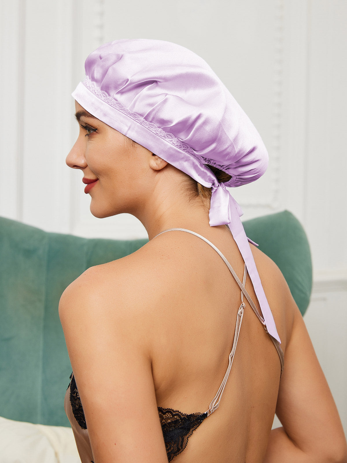 [Lavender] SilkSilky Pure Silk Sleep Cap 002
