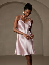 [Lavender] SilkSilky  Spaghetti Strap V Neck Dress 001