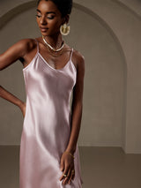 [Lavender] SilkSilky  Spaghetti Strap V Neck Dress 004