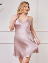 [Lavender] SilkSilky  Spaghetti Strap V Neck Plus Size Dress 003