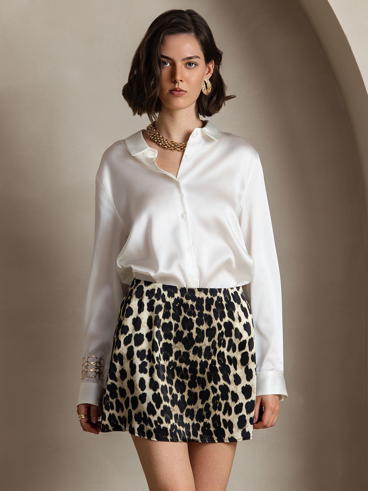 [Leopard] SilkSilky 19Momme Silk Skirt 001