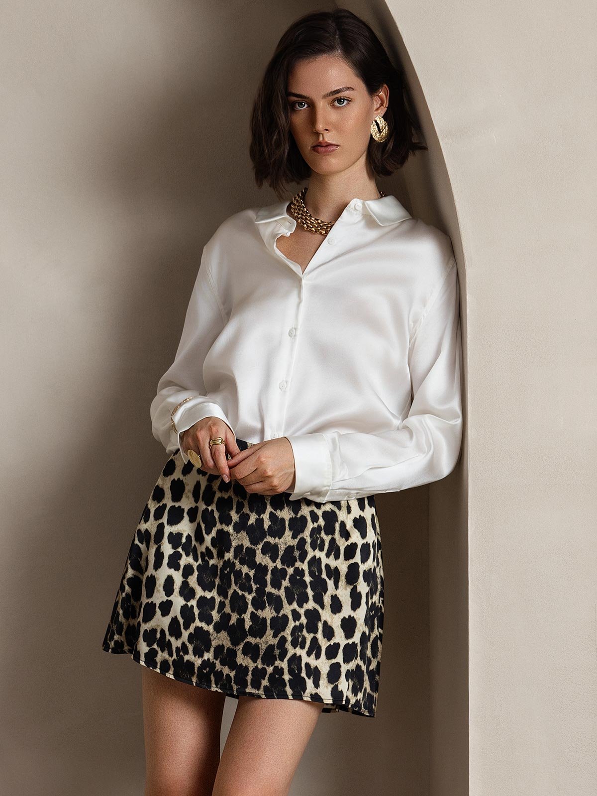 [Leopard] SilkSilky 19Momme Silk Skirt 003