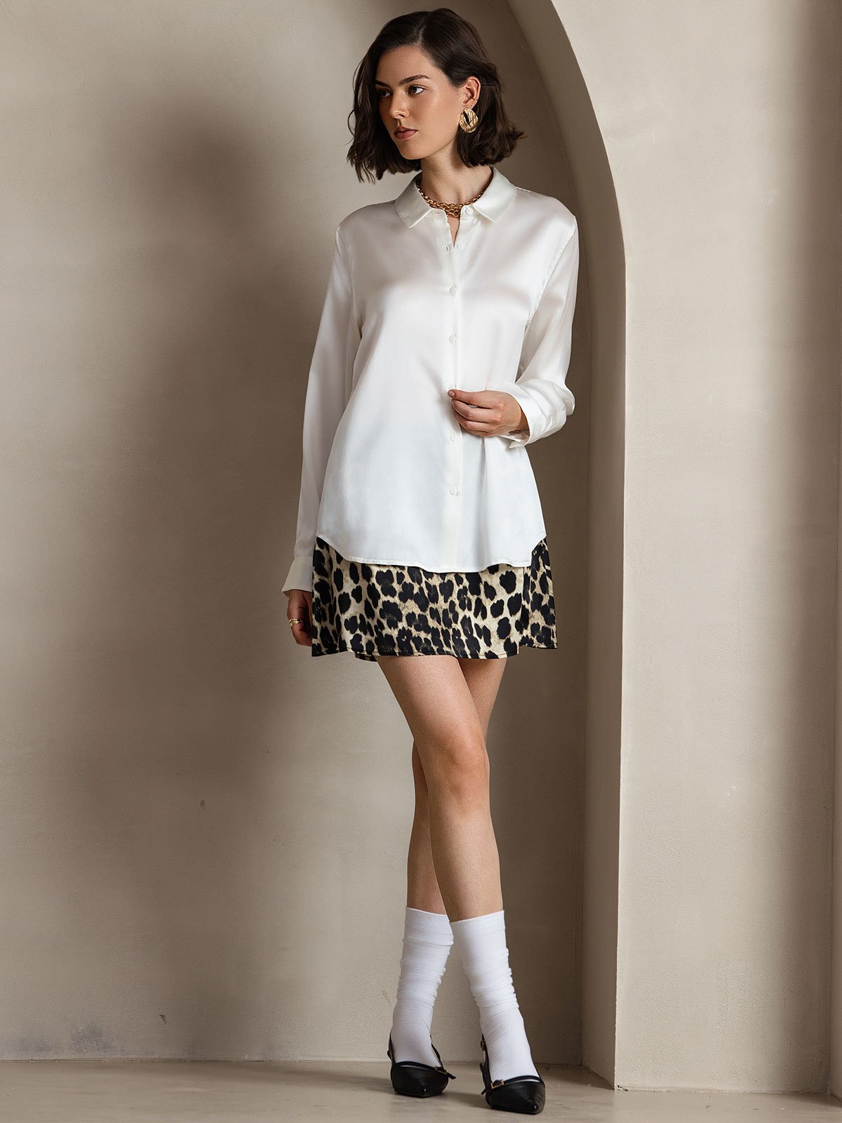 [Leopard] SilkSilky 19Momme Silk Skirt 007
