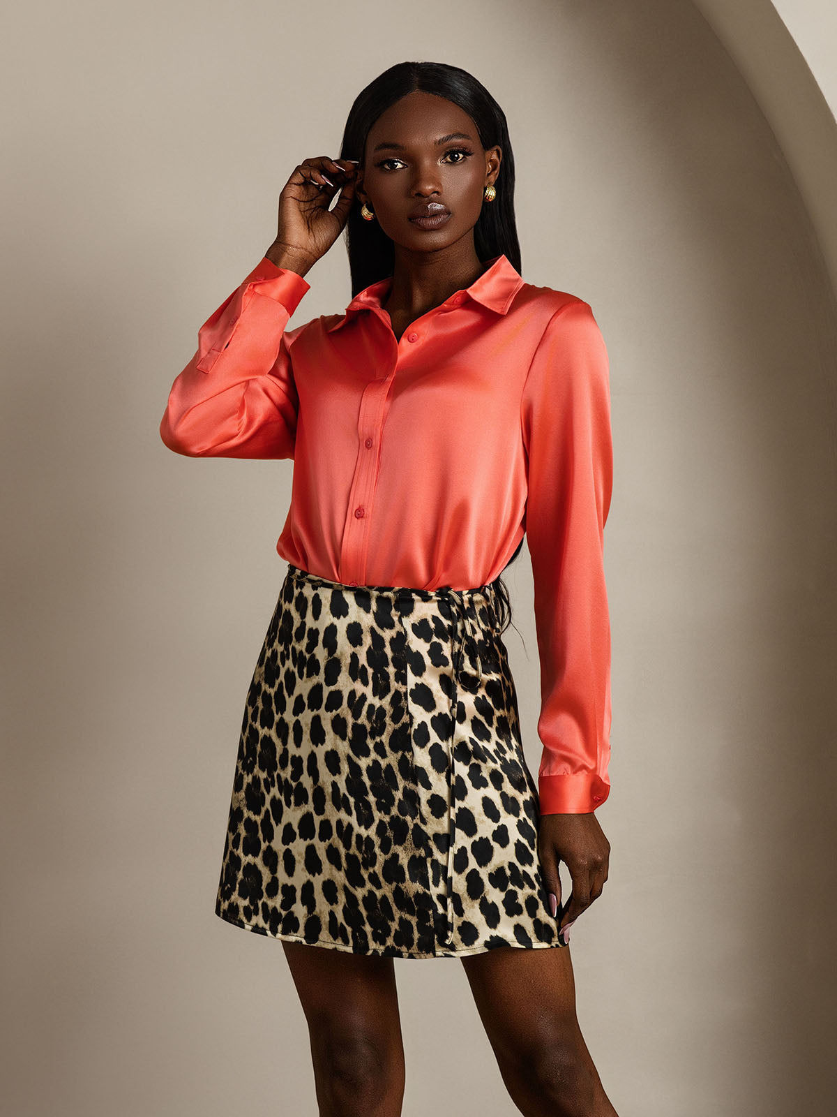 [Leopard] SilkSilky Pure Silk Skirt 008