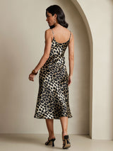 [Leopard] SilkSilky Pure Silk Sleeveless Round Neck Nightgown 002