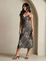 [Leopard] SilkSilky Pure Silk Sleeveless Round Neck Nightgown 007