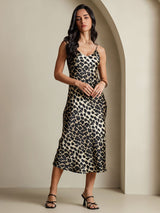 [Leopard] SilkSilky Pure Silk Sleeveless Round Neck Nightgown 009