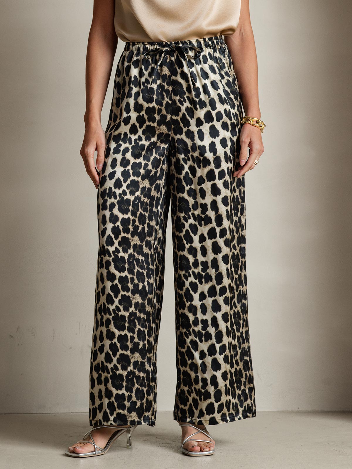 パンツ TIMEC MULTICOLOR SILK TROUSERS Silk Wide Leg Pants | Elastic Waist Loungewear – SILKSILKY