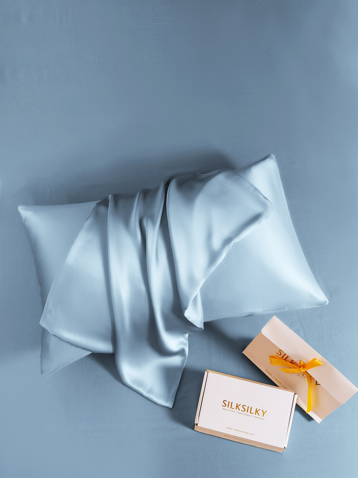 [Light Blue] SilkSilky 19Momme Pure Silk Pillowcase 006