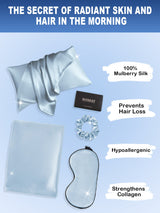 [Light Blue] SilkSilky 19Momme Pure Silk Pillowcase Set 002