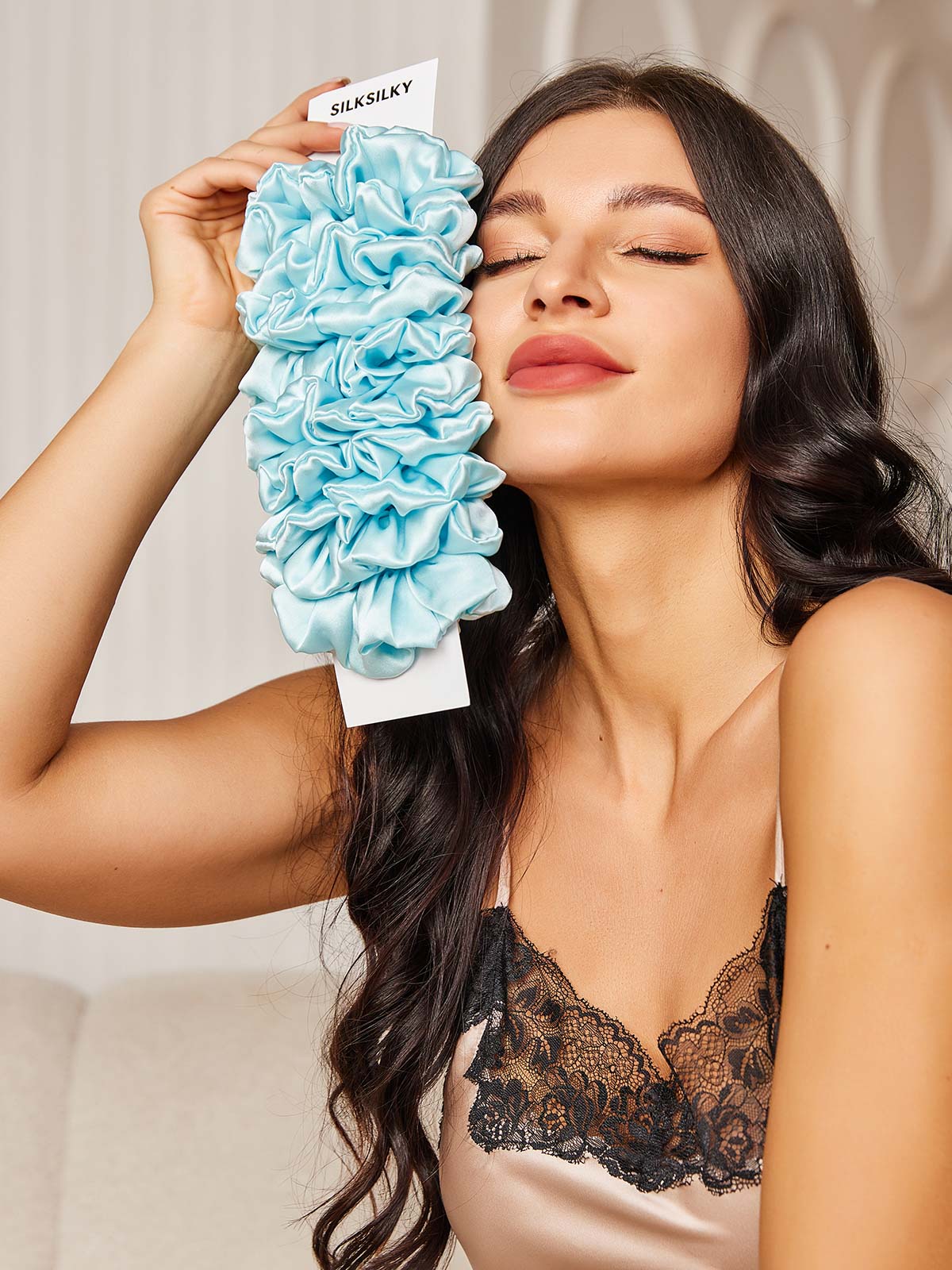 [Light Blue] SilkSilky 19Momme Pure Silk Scrunchie 002