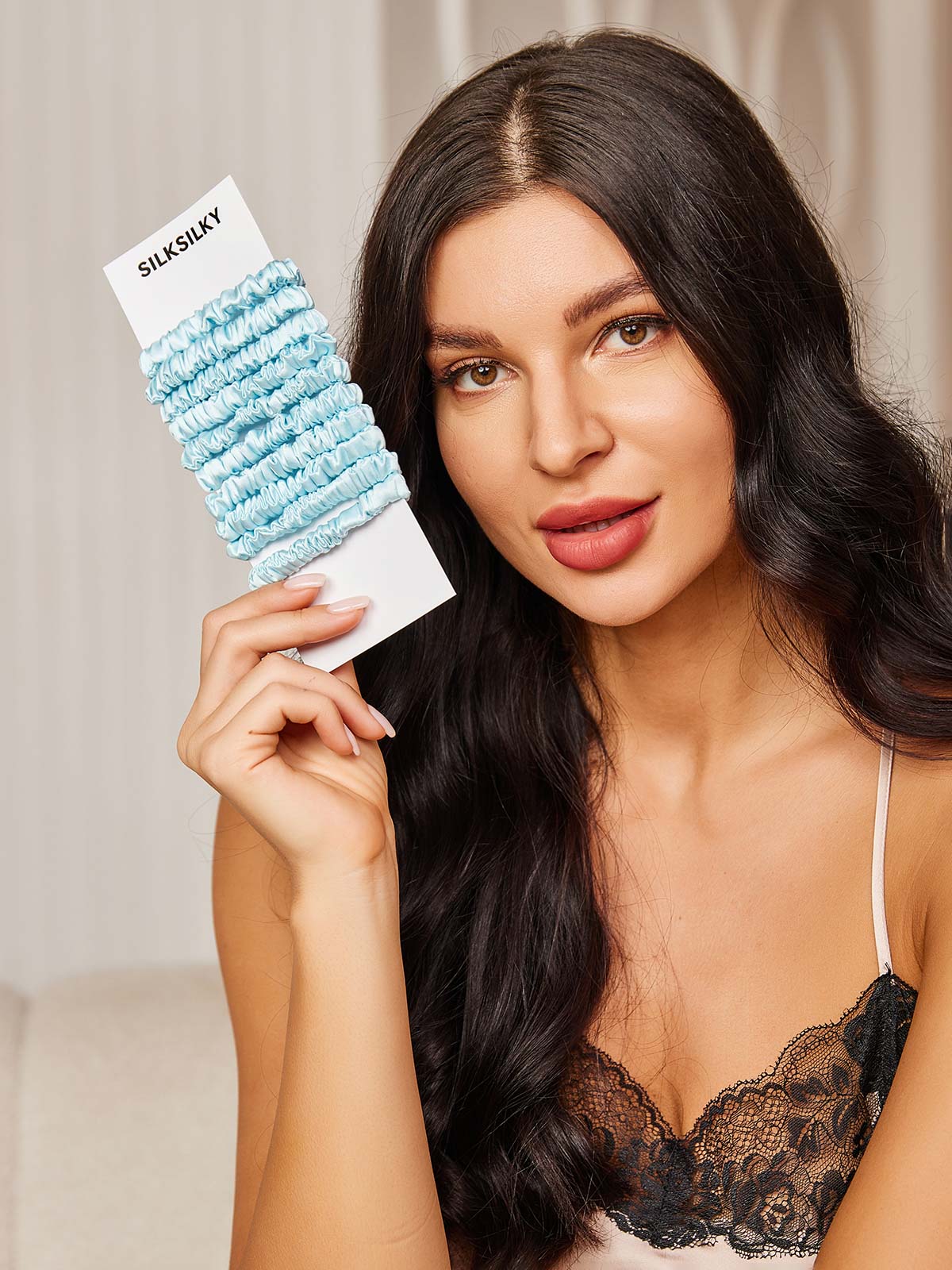 [Light Blue] SilkSilky 19Momme Pure Silk Scrunchie 002