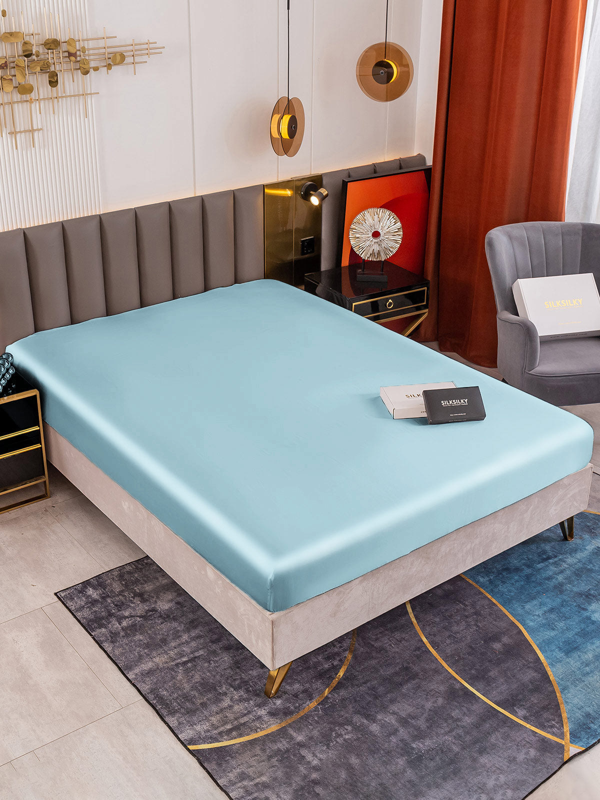 [Light Blue] SilkSilky 19Momme Pure Silk Sheet 001