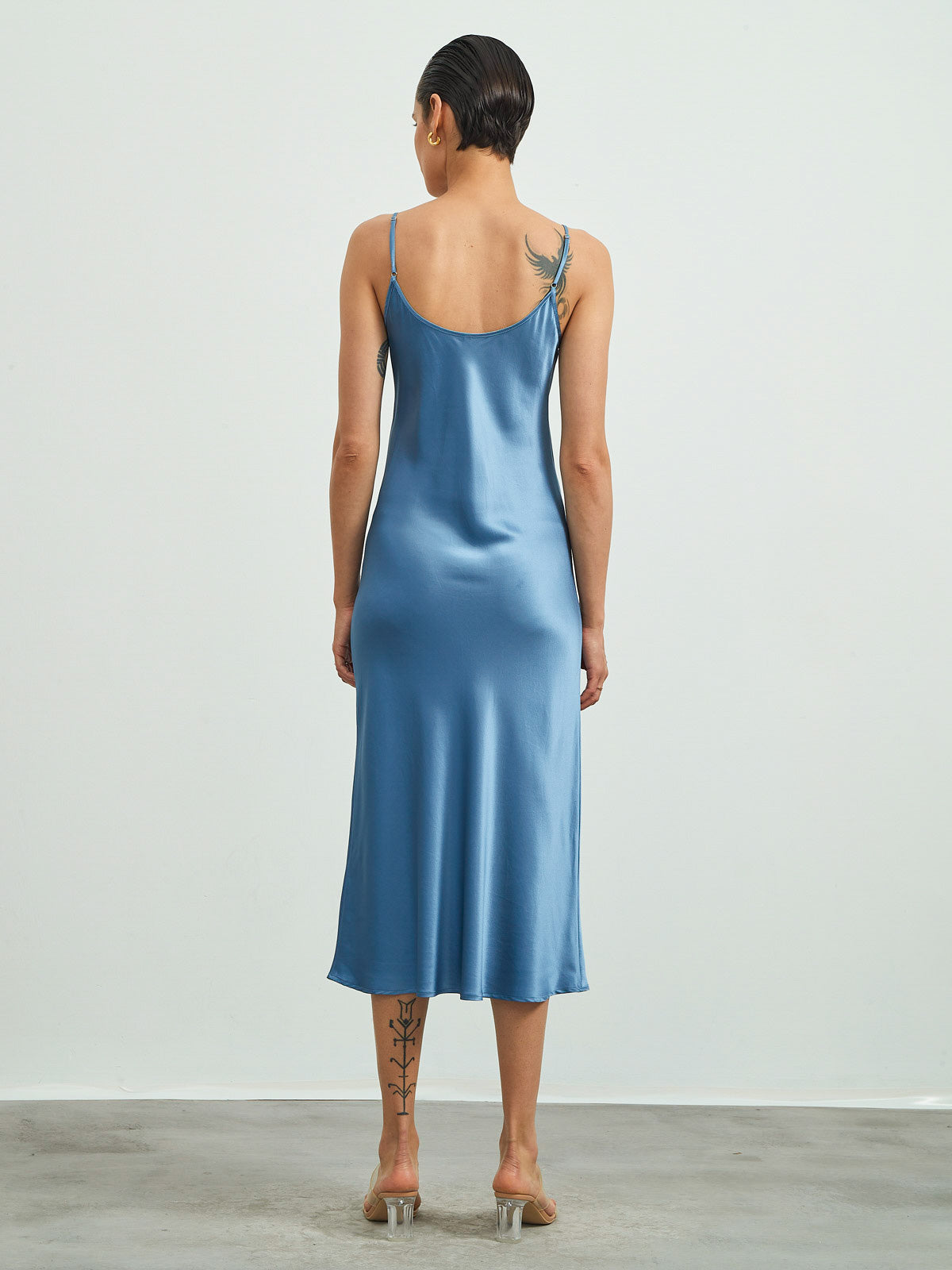 [Light Blue] SilkSilky  22Momme Silk Dress 002