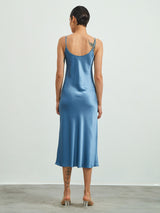 [Light Blue] SilkSilky  22Momme Sleeveless Dress 002