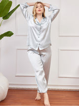 [Light Blue] SilkSilky  Long Sleeve Plus Size Pajamas 004