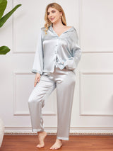 [Light Blue] SilkSilky  Long Sleeve Plus Size Pajamas 005