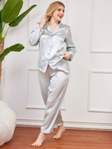 [Light Blue] SilkSilky  Long Sleeve Plus Size Pajamas 006